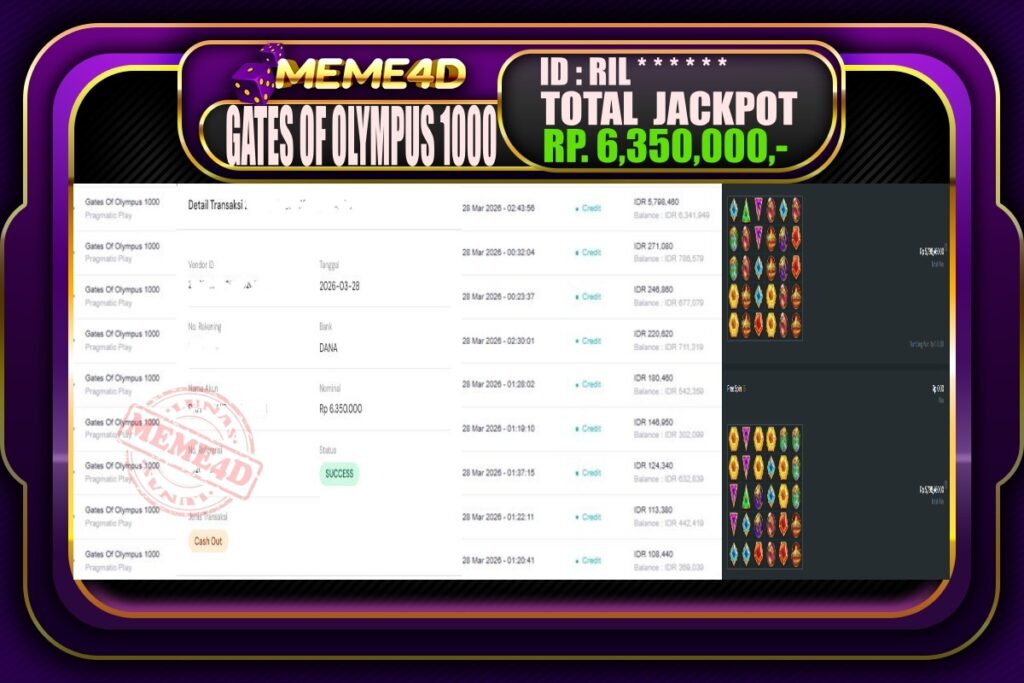 Bukti Jp MEME4D Slot Online 28 March 2026