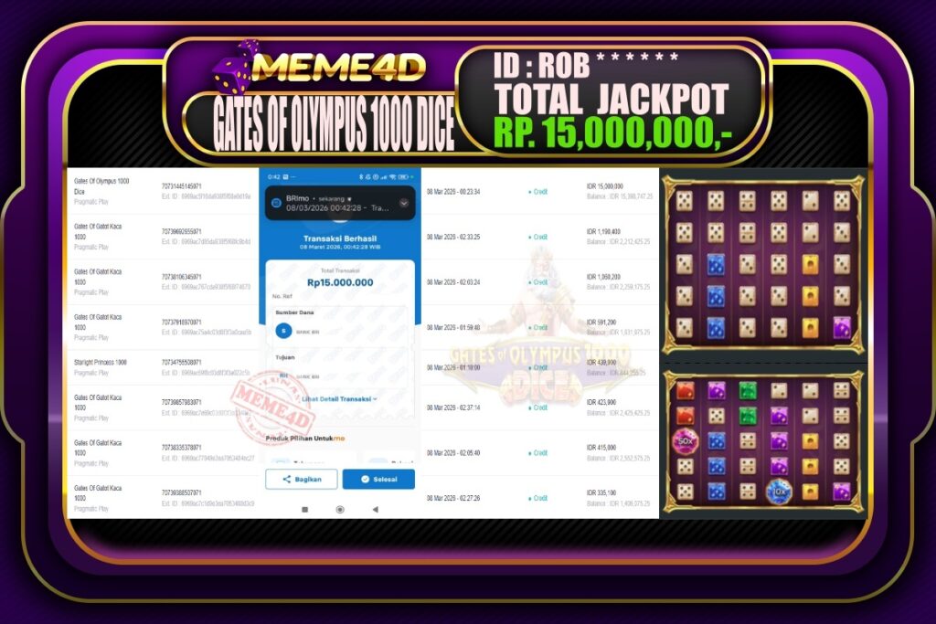 Bukti Jp MEME4D Slot Online 08 March 2026