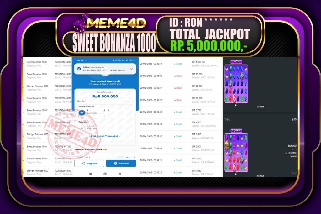 Bukti Jp MEME4D Slot Online 29 March 2026