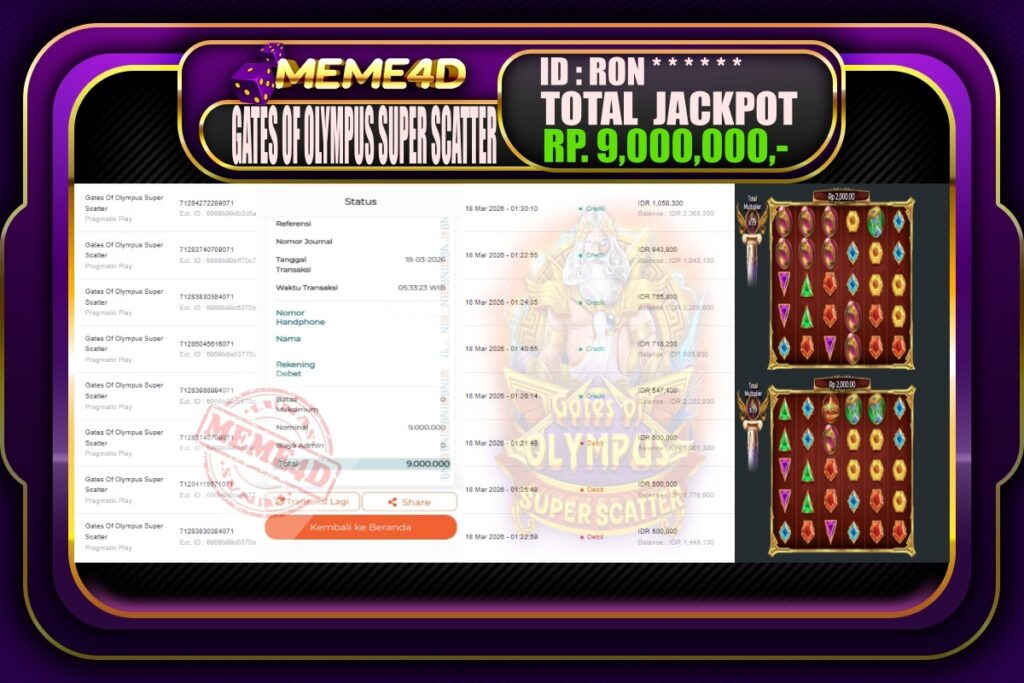 Bukti Jp MEME4D Slot Online 18 March 2026