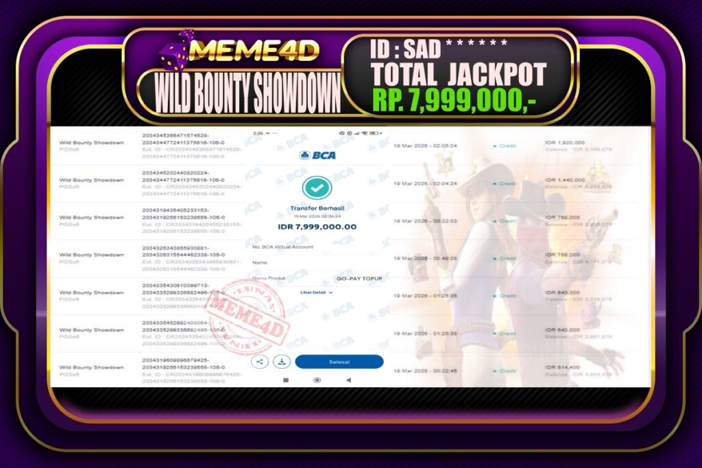 Bukti Jp MEME4D Slot Online 19 March 2026