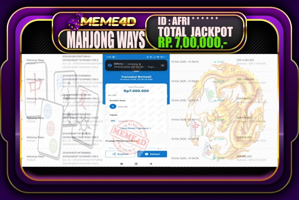 Bukti Jp MEME4D Slot Online 19 March 2026