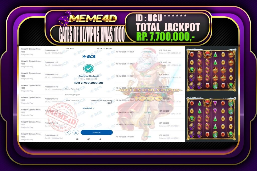 Bukti Jp MEME4D Slot Online 19 March 2026