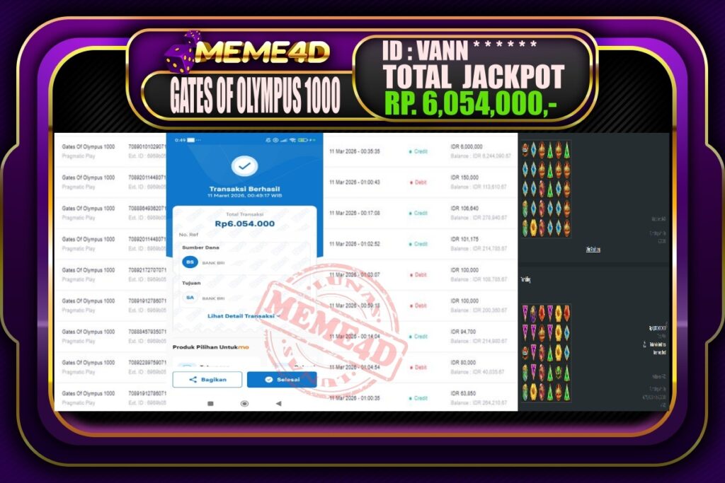 Bukti Jp MEME4D Slot Online 11 March 2026