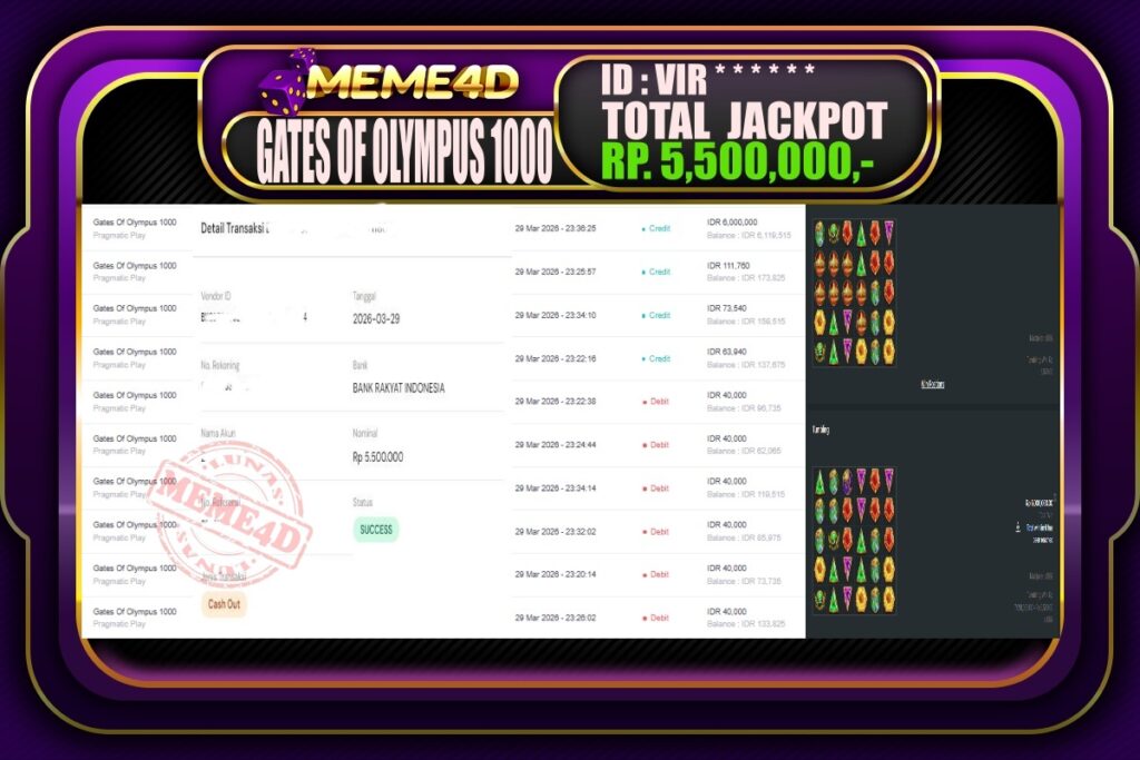 Bukti Jp MEME4D Slot Online 30 March 2026