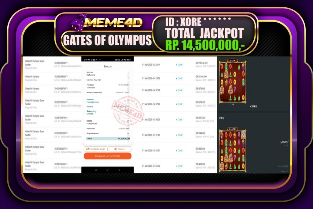 Bukti Jp MEME4D Slot Online 01 March 2026