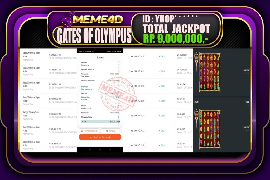 Bukti Jp MEME4D Slot Online 01 March 2026