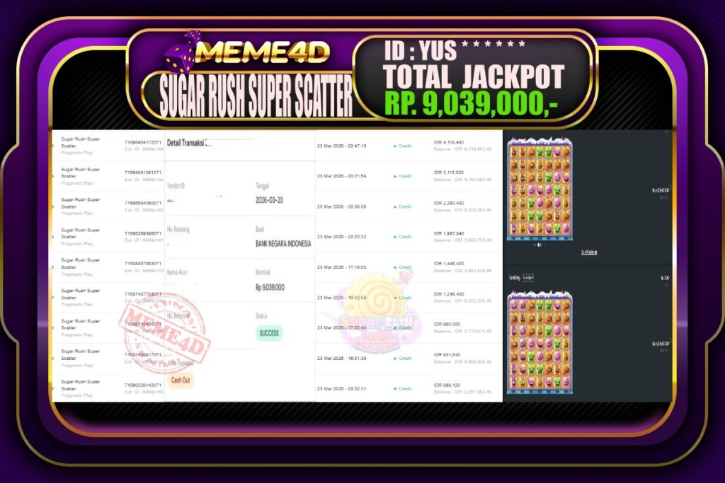 Bukti Jp MEME4D Slot Online 24 March 2026