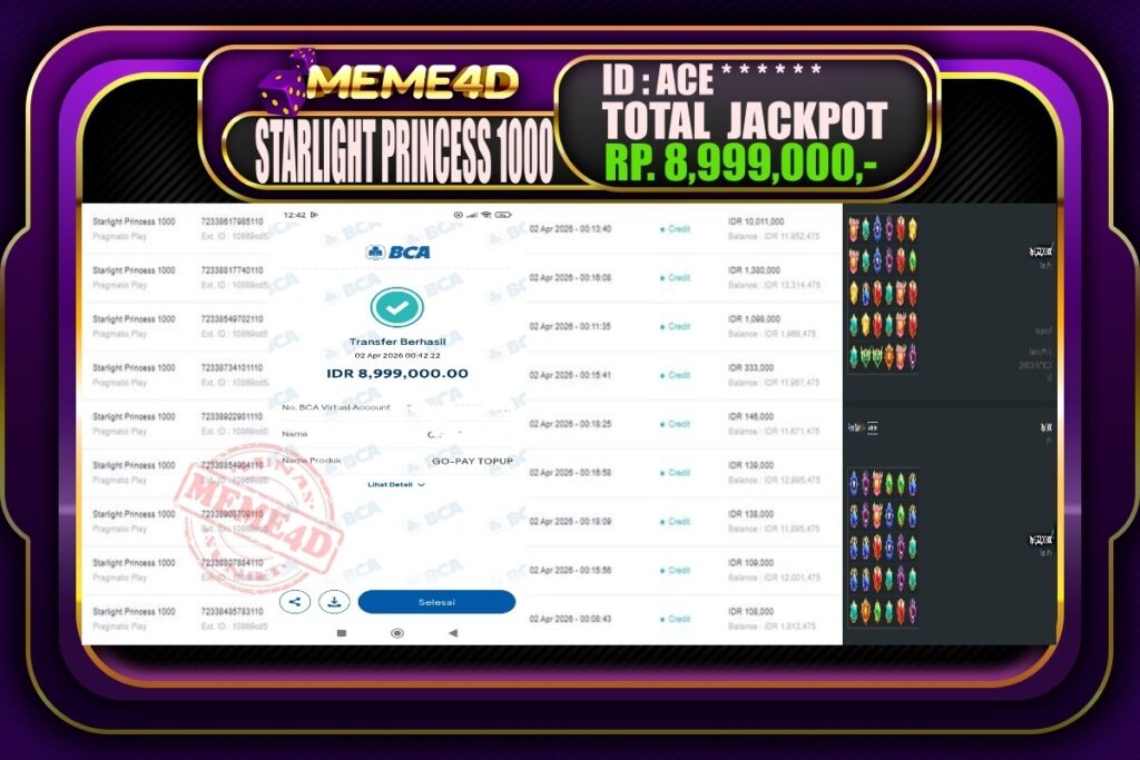 Bukti Jp MEME4D Slot Online 02 April 2026