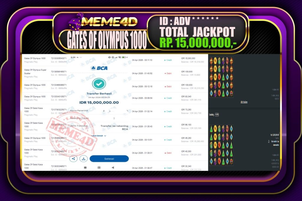 Bukti Jp MEME4D Slot Online 04 April 2026