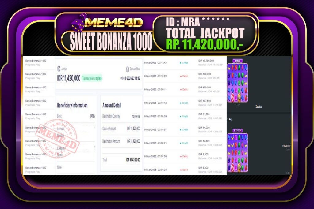 Bukti Jp MEME4D Slot Online 02 April 2026