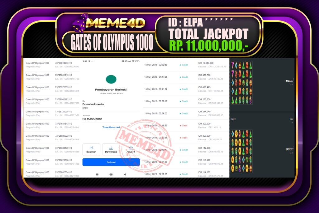 Bukti Jp MEME4D Slot Online 15 Mei 2026