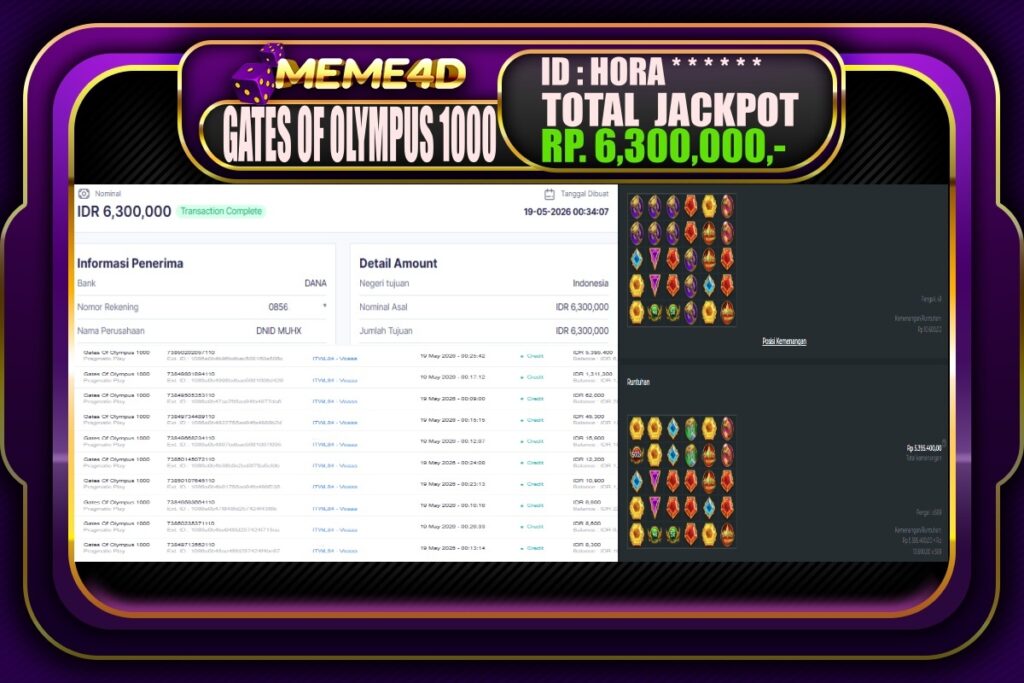 Bukti Jp MEME4D Slot Online 19 Mei 2026